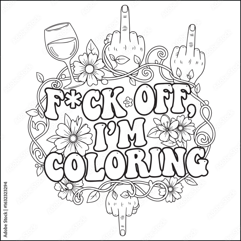 Adult Swear Word Coloring Book - Funny Stress Relief Coloring Pages | Instant Download PDF
