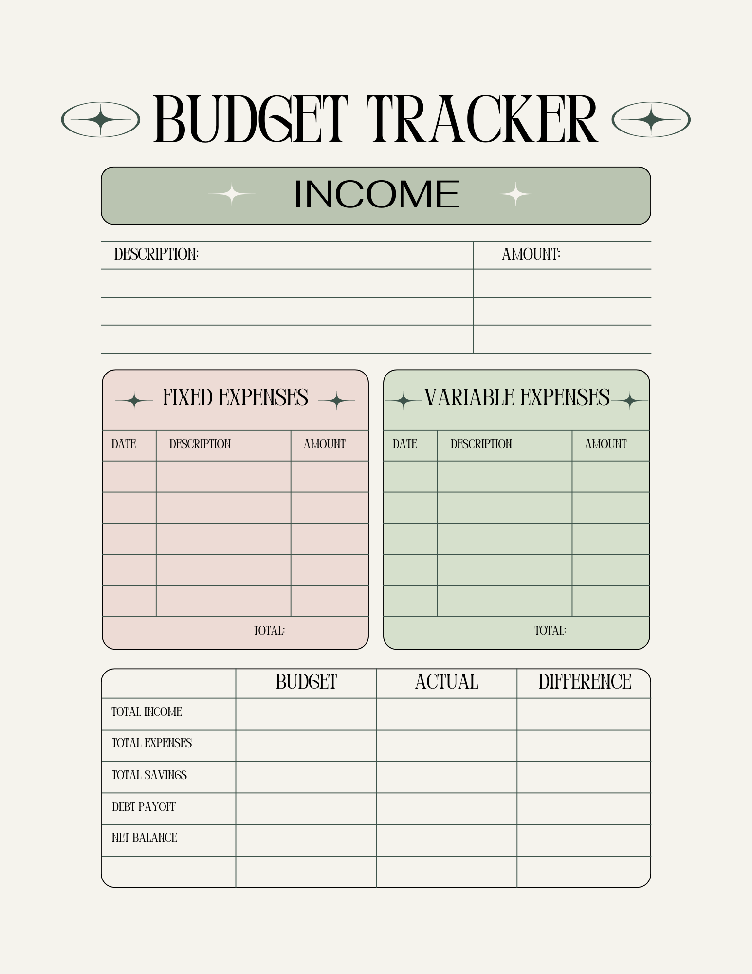Printable Monthly Planner PDF - Goal Setting, Budget & Calendar Pages | Instant Download