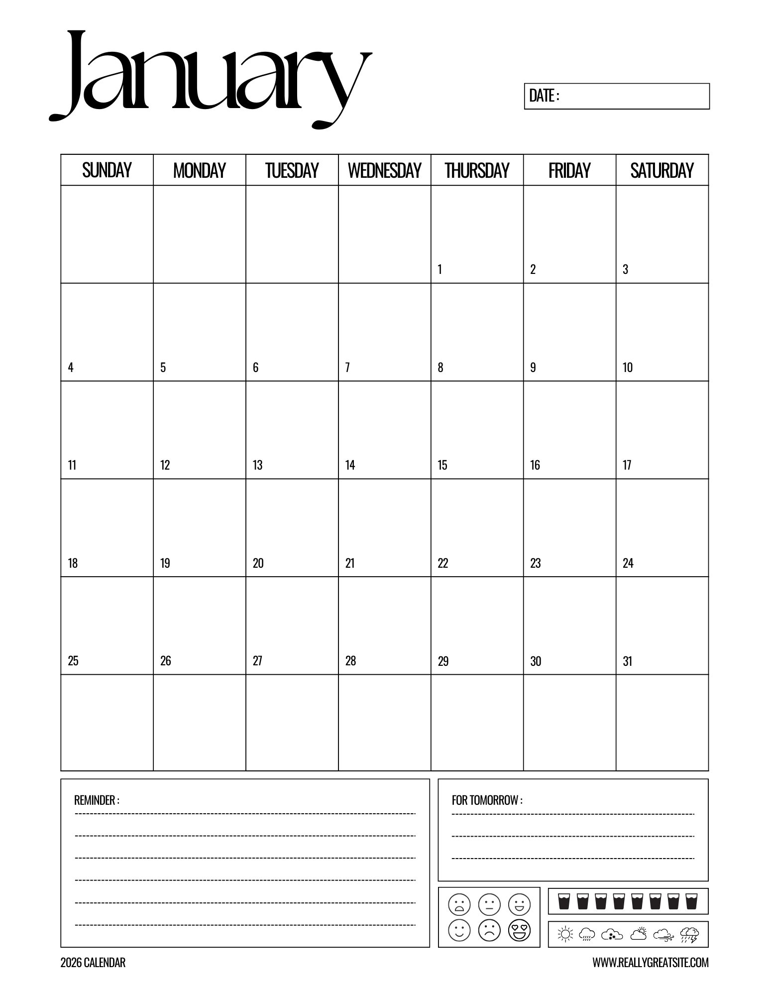 Printable Monthly Planner PDF - Instant Download
