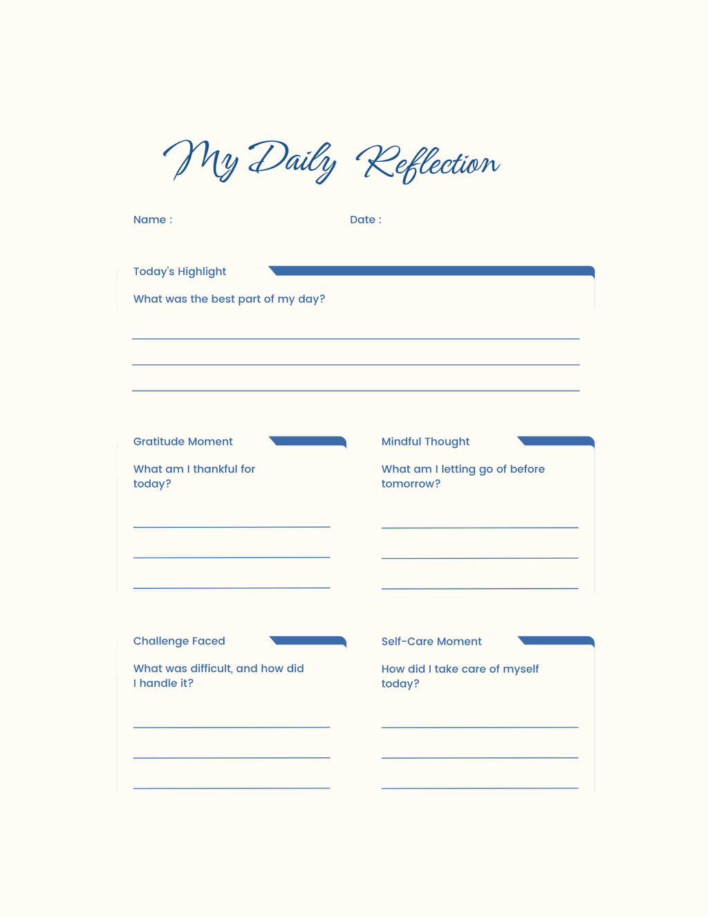 Reflect, Reset & Relax - Daily & Weekly Reflection Worksheets with Affirmations | Instant Download
