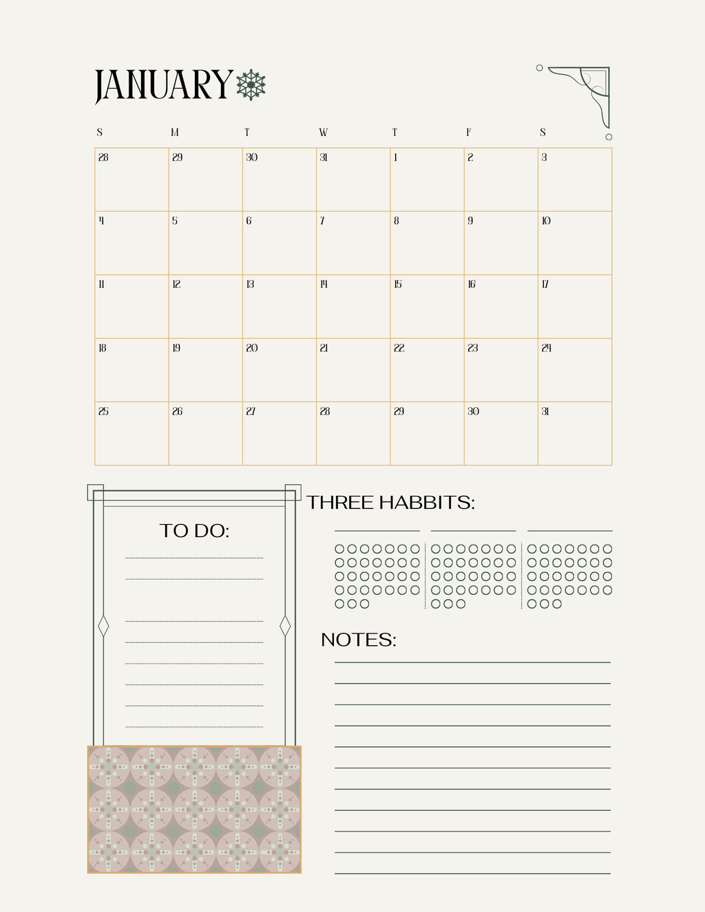 Printable Monthly Planner PDF - Goal Setting, Budget & Calendar Pages | Instant Download