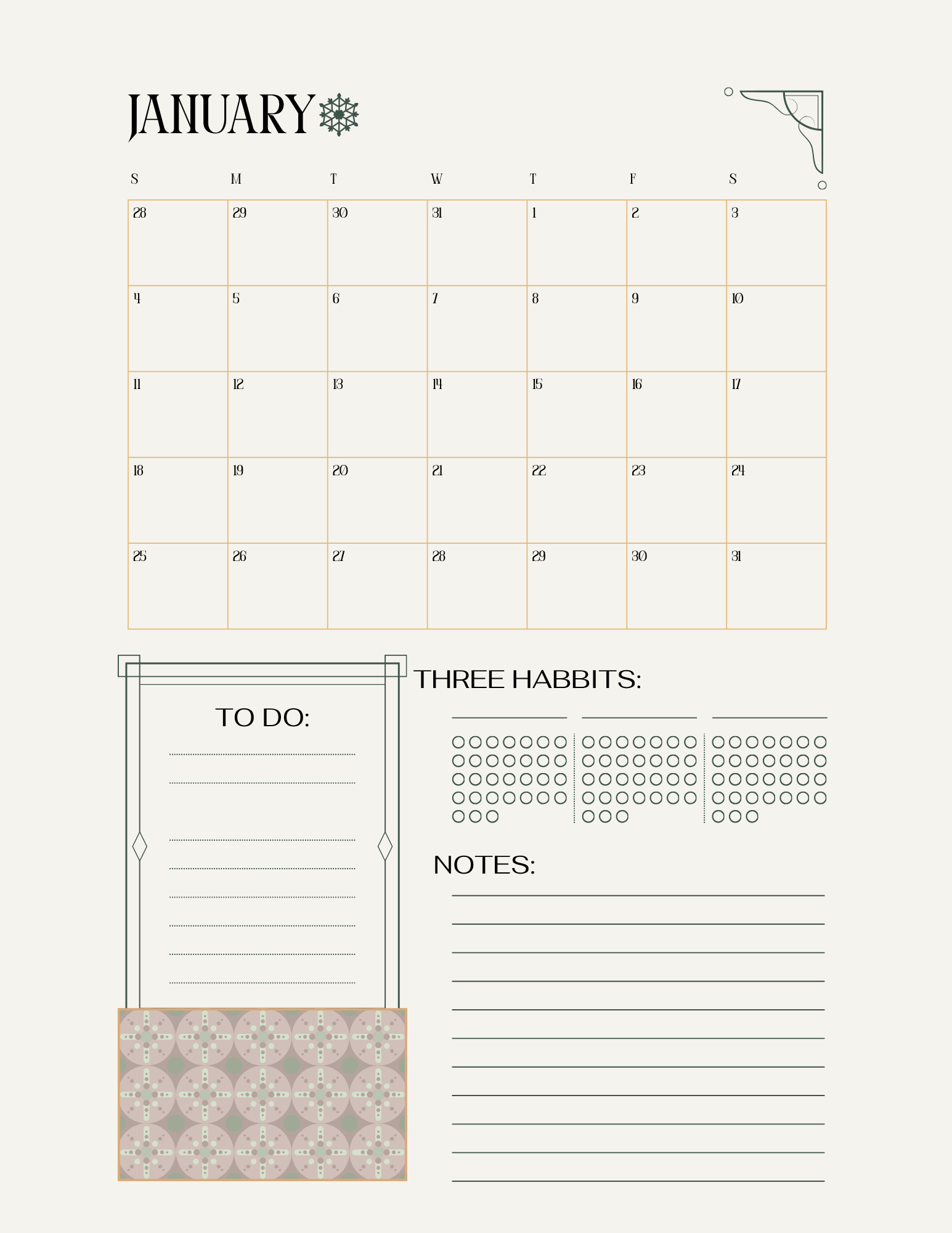 Printable Monthly Planner PDF - Goal Setting, Budget & Calendar Pages | Instant Download