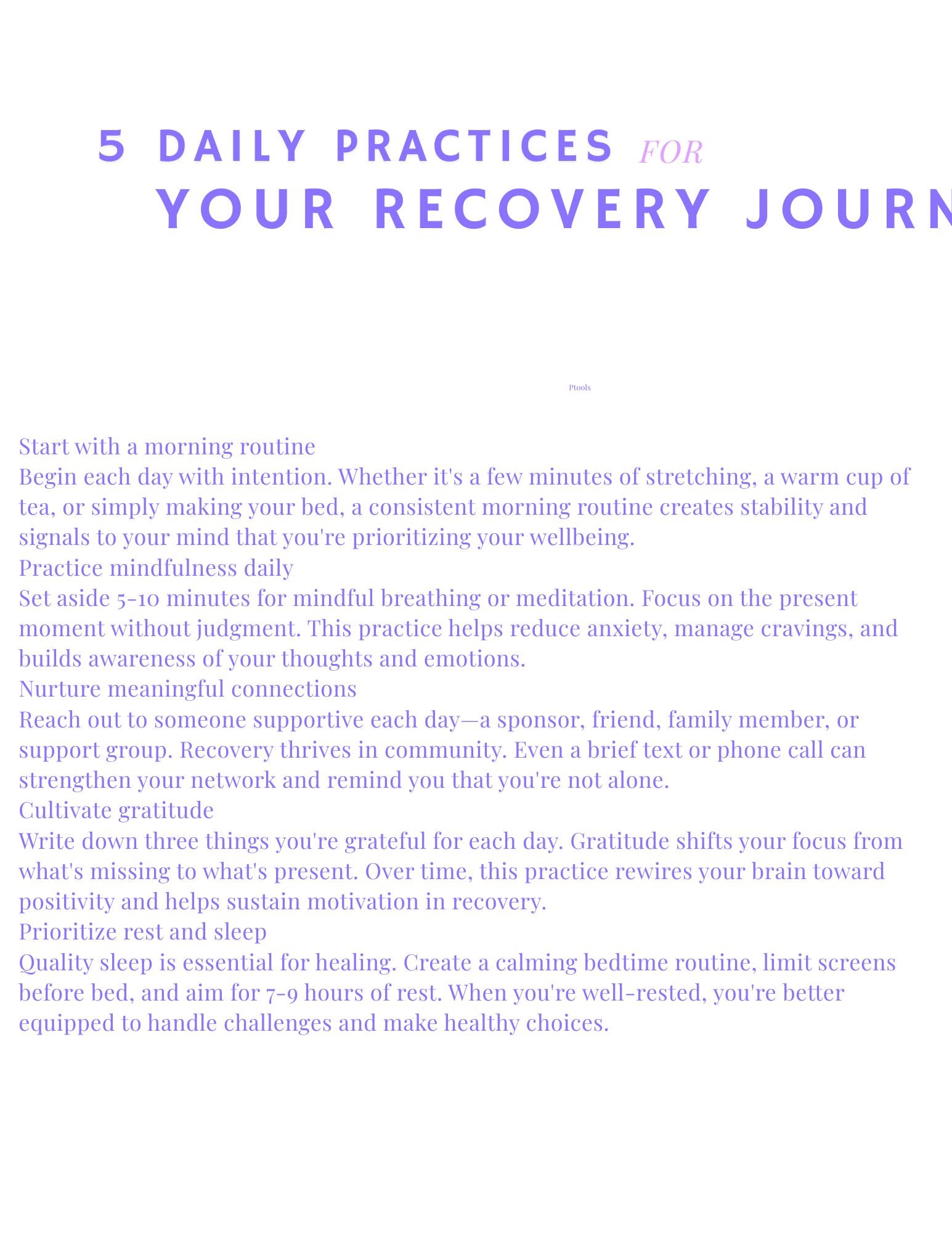 Recovery Workbook - Journal Prompts, Affirmations & Practical Strategies | Instant Download PDF