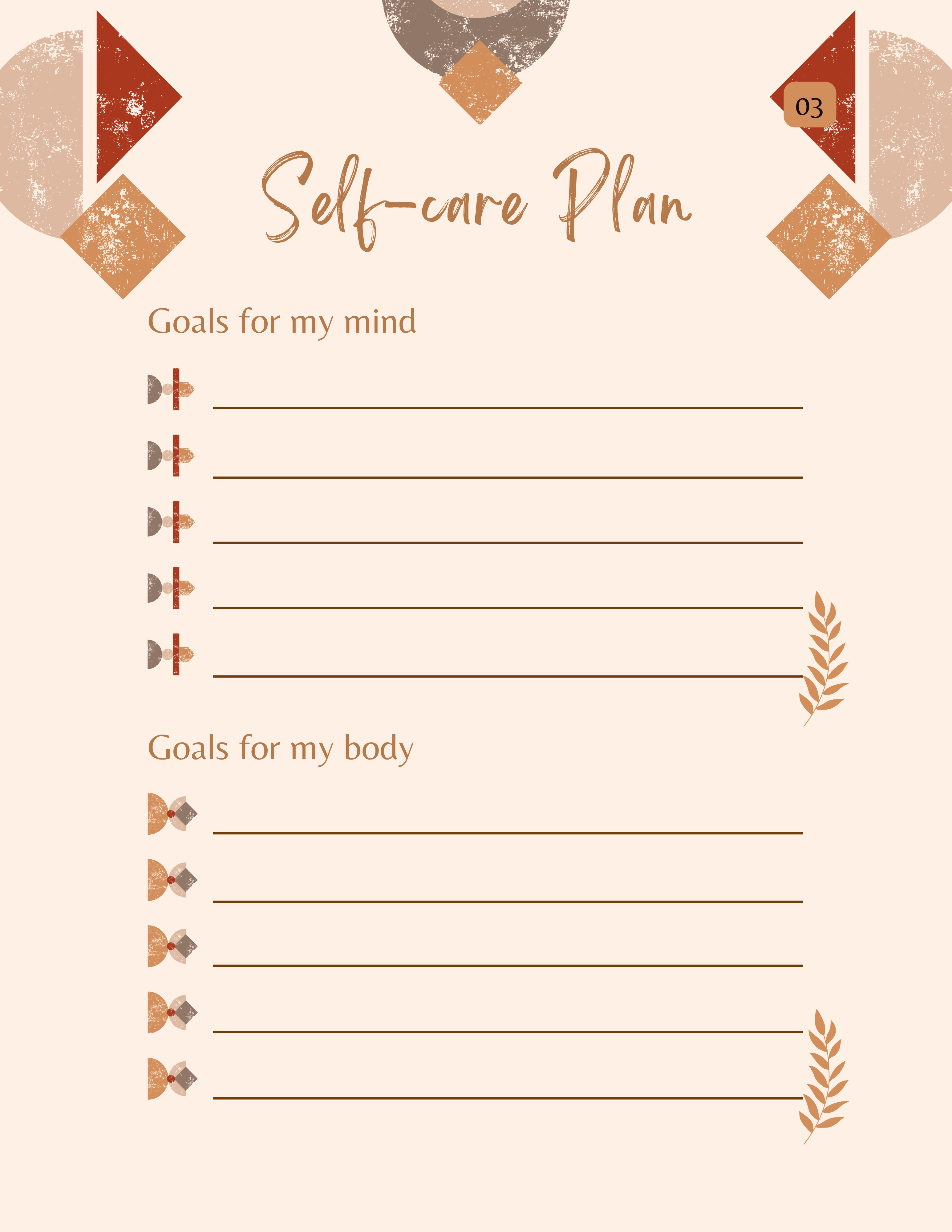 Wellness & Self Care Printable Workbook - Daily Self Care Tracker | Instant Download PDF